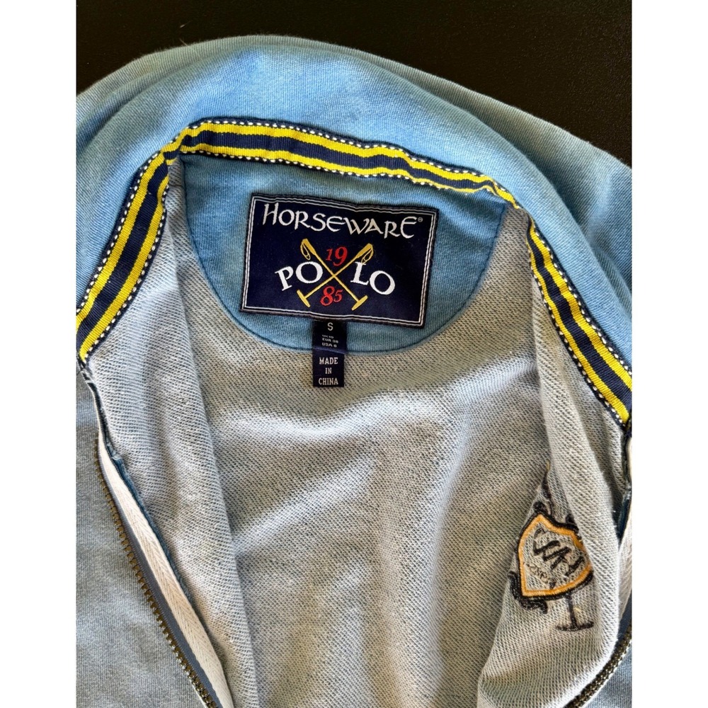 Horseware Polo Womens Full Zip Sweatshirt Blue Acid Wash Crest Logo Size Small - Picture 4 of 5